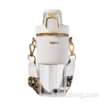500ml BPA kostenlos PP PC Modern Modern 2022 Neues Design Trendy Leder Doppelgetränk Tassen Wasserflasche mit Stroh